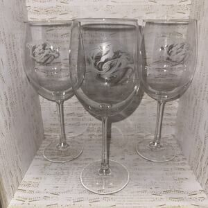 Nashville Predators Set Of Three (3) Wine Glasses NHL Drink ware Small Logo